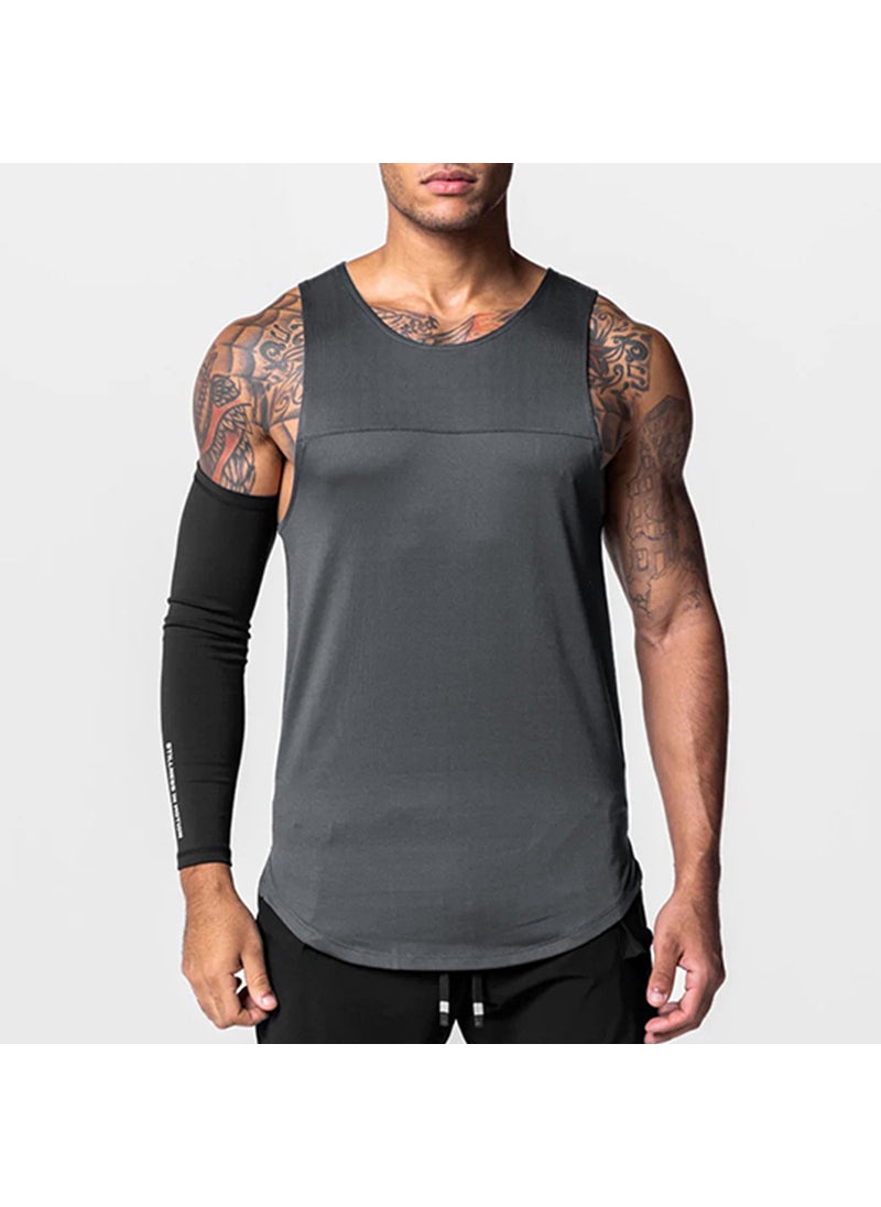Generic - Color Block Breathable Gym Vest for Men Wine red - Image 1