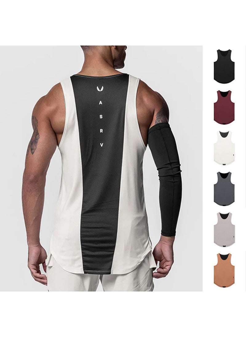 Generic - Color Block Breathable Gym Vest for Men Wine red - Image 1