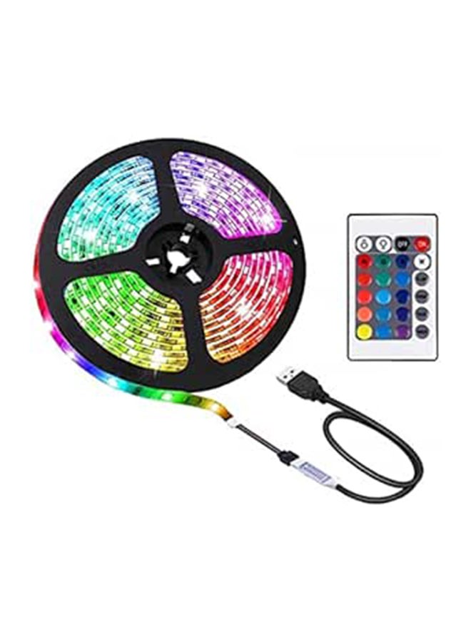 شريط LED مرن 5 متر 300LED 3528 SMD Rgb مزود بـ 24 مفتاحًا للتحكم عن بعد بالأشعة تحت الحمراء ومحول طاقة 12 فولت 2 أمبير