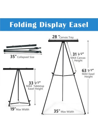 Falling in Art Aluminum Flip Chart Display Easel Stand with Adjustable Floor for Boardroom, Whiteboard, Paper Pads, Signage, 63 1/2'' High, Black - pzsku/ZAADF54129D1DD2430EE9Z/45/1747824258/1857d036-a886-440c-a59a-c317099e7172