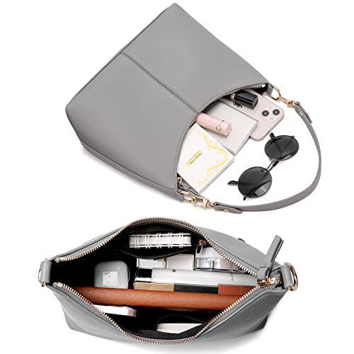 Keyli حقيبة كايلي النسائية الصغيرة باللون الرمادي من جلد PU مع حقيبة بسحاب - Image 4