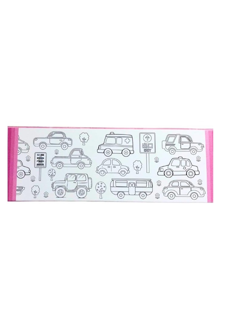 Coloring paper roll, graffiti wrapping paper for home and classroom use, 220 × 30 cm with 8 paint colors, 1 paintbrush, and 2 glitter glues, made of premium safe paper (cars). - Image 2