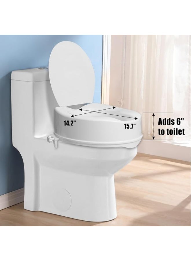 Raised toilet seat with 6-inch height lid for rectangular and standard toilets with side locking brackets - Image 2