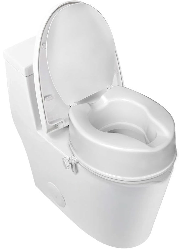 Raised toilet seat with 6-inch height lid for rectangular and standard toilets with side locking brackets - Image 1
