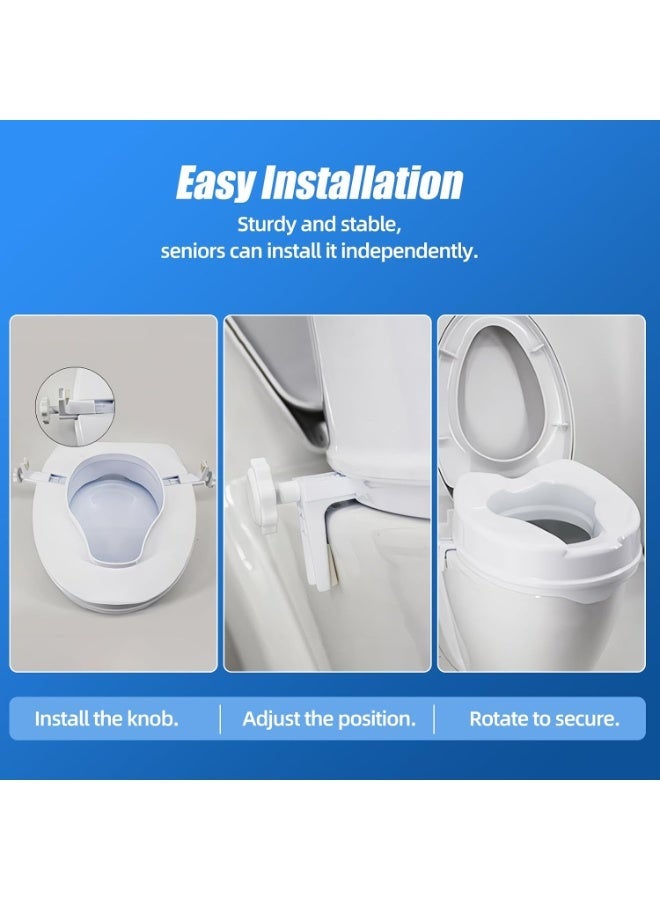 Raised toilet seat with 6-inch height lid for rectangular and standard toilets with side locking brackets - Image 3