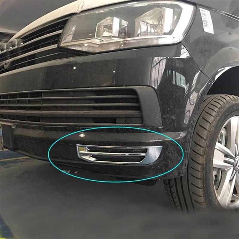 QASULER Chrome Fog Light Lamp Cover Trim for VW Transporter T6 - Image 5