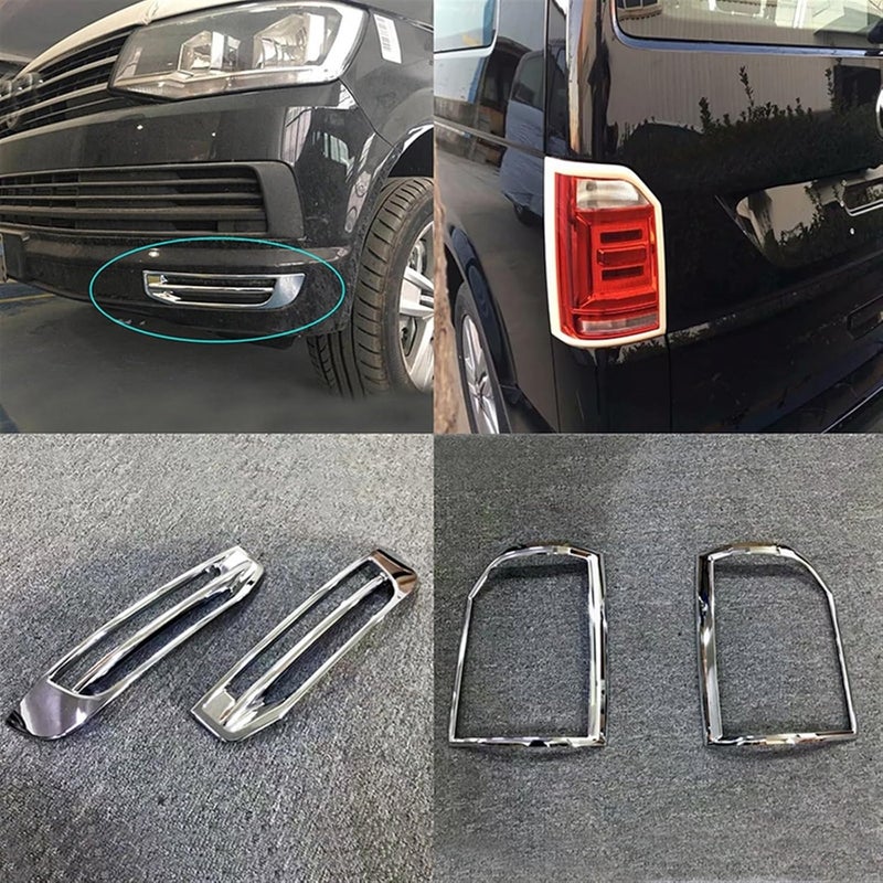 QASULER Chrome Fog Light Lamp Cover Trim for VW Transporter T6 - Image 4