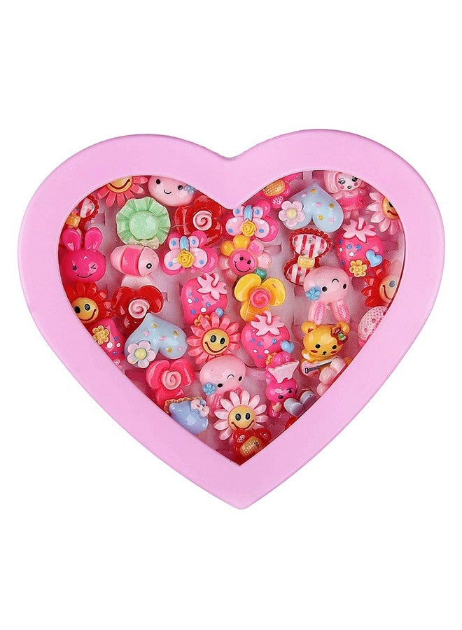 Fun Gallery Fun Gallery Kids Girls Adjustable Hand Finger Ring In Heart Shape Box- Pack Of 36  - Image 1