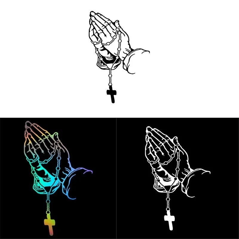 Colorful Car Prayer Gesture Laser Stickers Fashion Styling Auto Body Decoration Stickers Rear Windshield Decals Accessories - Image 5