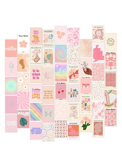Excefore Minimalist Wall Art for Room Decor Aesthetic 50Pcs Blush Wall Collage Kit Aesthetic Pictures Danish Pastel Wall Decor Preppy Wall Decor Preppy Bedroom Decor for Teen Girls Trendy Stuff  - Image 1