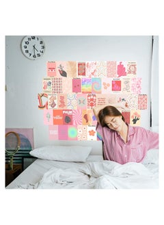 Excefore Minimalist Wall Art for Room Decor Aesthetic 50Pcs Blush Wall Collage Kit Aesthetic Pictures Danish Pastel Wall Decor Preppy Wall Decor Preppy Bedroom Decor for Teen Girls Trendy Stuff  - Image 2