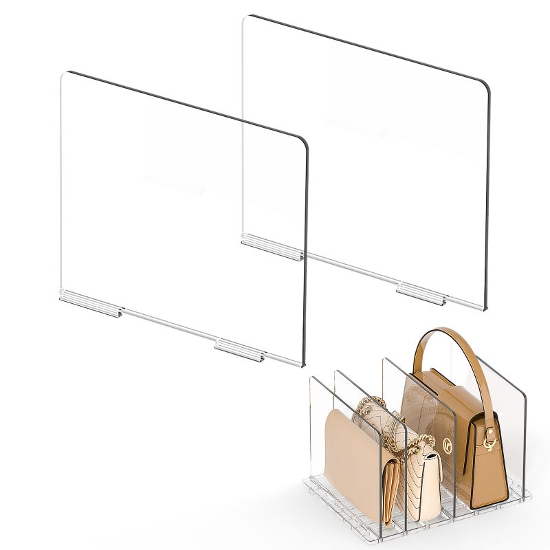 SortNStore Bag Purse Organizer Accessories: 2-Dividers Plastic Clutch Dividers for Closet Organizers and Storage - Keep Carteras & Pocketbook Upright - Image 1