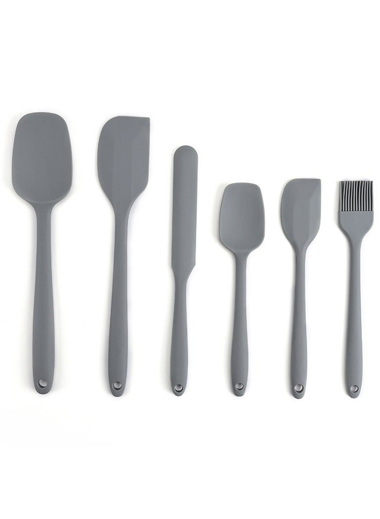 مجموعة من 6 قطع من الملاعق السيليكونية المقاومة للحرارة وغير اللاصقة والمناسبة للاستخدام الغذائي، مخصصة للطهي والخبز والخلط وأدوات الخبز - Image 1