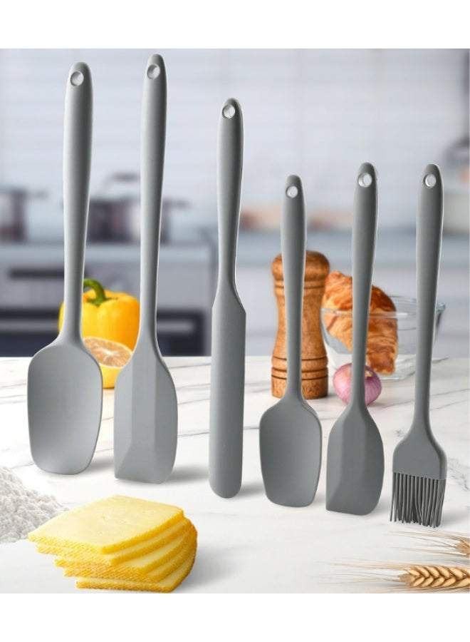 مجموعة من 6 قطع من الملاعق السيليكونية المقاومة للحرارة وغير اللاصقة والمناسبة للاستخدام الغذائي، مخصصة للطهي والخبز والخلط وأدوات الخبز - Image 4