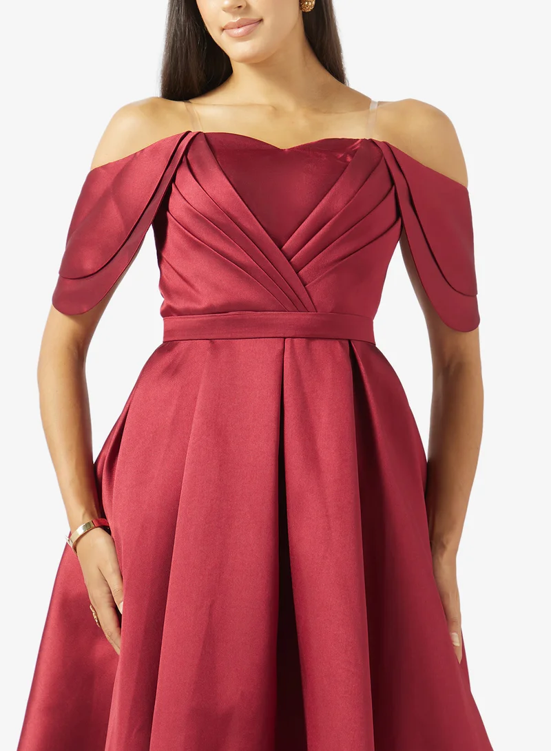 Akadia Fashion  SKIRTLESS PLEATED BUST TAFFETA DRESS for Women | Best Price UAE