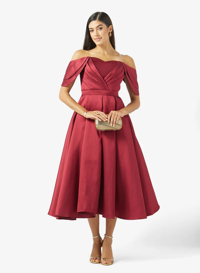 Akadia Fashion  SKIRTLESS PLEATED BUST TAFFETA DRESS for Women | Best Price UAE