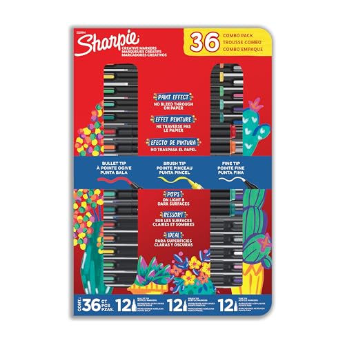 Sharpie Creative Markers Variety Pack WaterBased Acrylic Paint Markers Assorted Tips and Colors 36 Count Works on Paper Metal Wood Ceramic Glass Rock Canvas - Image 1
