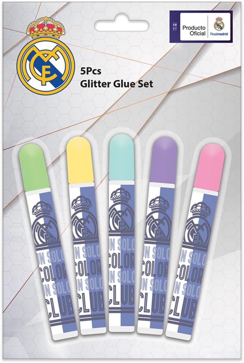 Real Madrid Glitter Glue Tubes 5-Pieces, 10 G