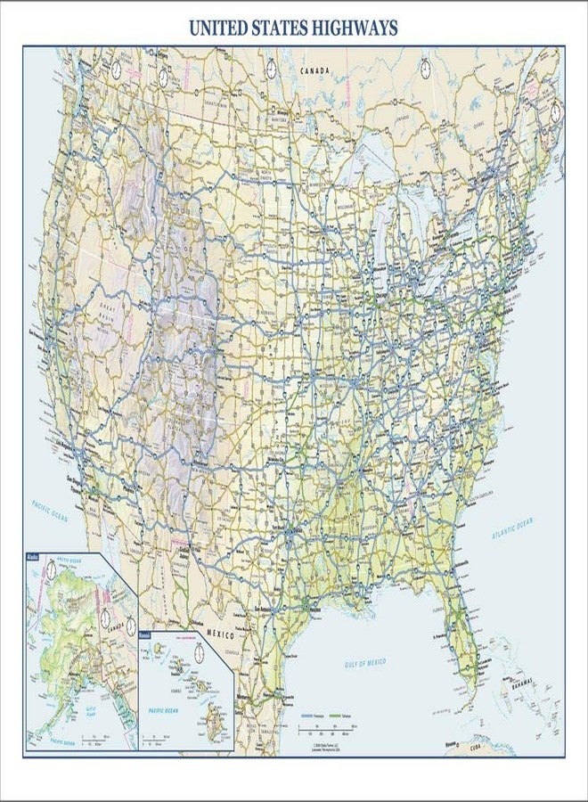 Globe Turner USA Interstate Highways Wall Map - 22.75" x 15.5" Matte Plastic - Image 1