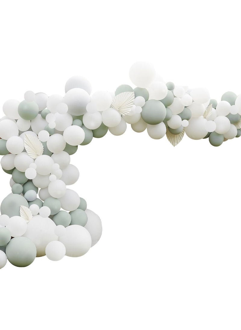 Ginger Ray Luxe Balloon Arch with Decorations Green White DIY 200-Pack - Image 1