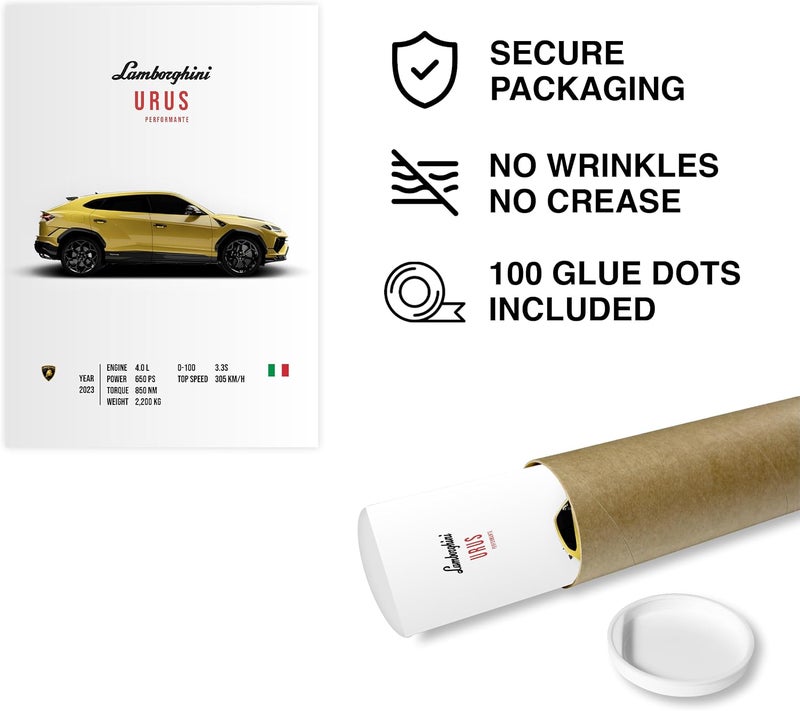 CodersParadise Set of 6 Lamborghini Sports Car Posters – 8x12 inch (A4 Size) Wall Art for Bedroom or Living Room, Includes Glue Dots – Sleek Paper Prints for Car Lovers and Modern Decor Fans - Image 5