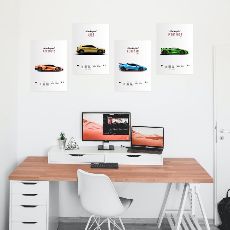CodersParadise Set of 6 Lamborghini Sports Car Posters – 8x12 inch (A4 Size) Wall Art for Bedroom or Living Room, Includes Glue Dots – Sleek Paper Prints for Car Lovers and Modern Decor Fans - Image 2