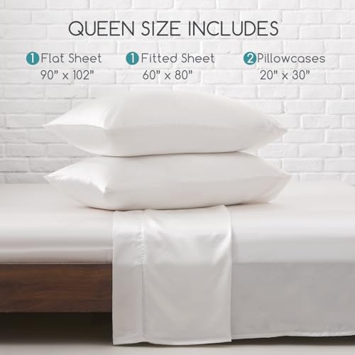 MR&HM Satin Bed Sheets, Queen Size Sheets Set, 4 Pcs Silky Bedding Set with 15 Inches Deep Pocket for Mattress (Queen, Ivory) - Image 2
