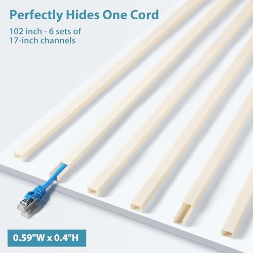 ZhiYo Cord Hider for One Wire 102in Cable Hider Concealer Paintable Wall Wire Covers PVC Cable Management Raceway for A Thick Extension Cord W059 H04in Beige - Image 3