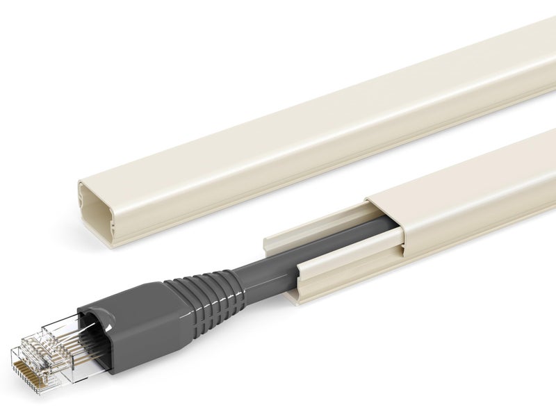 ZhiYo Cord Hider for One Wire 102in Cable Hider Concealer Paintable Wall Wire Covers PVC Cable Management Raceway for A Thick Extension Cord W059 H04in Beige - Image 2