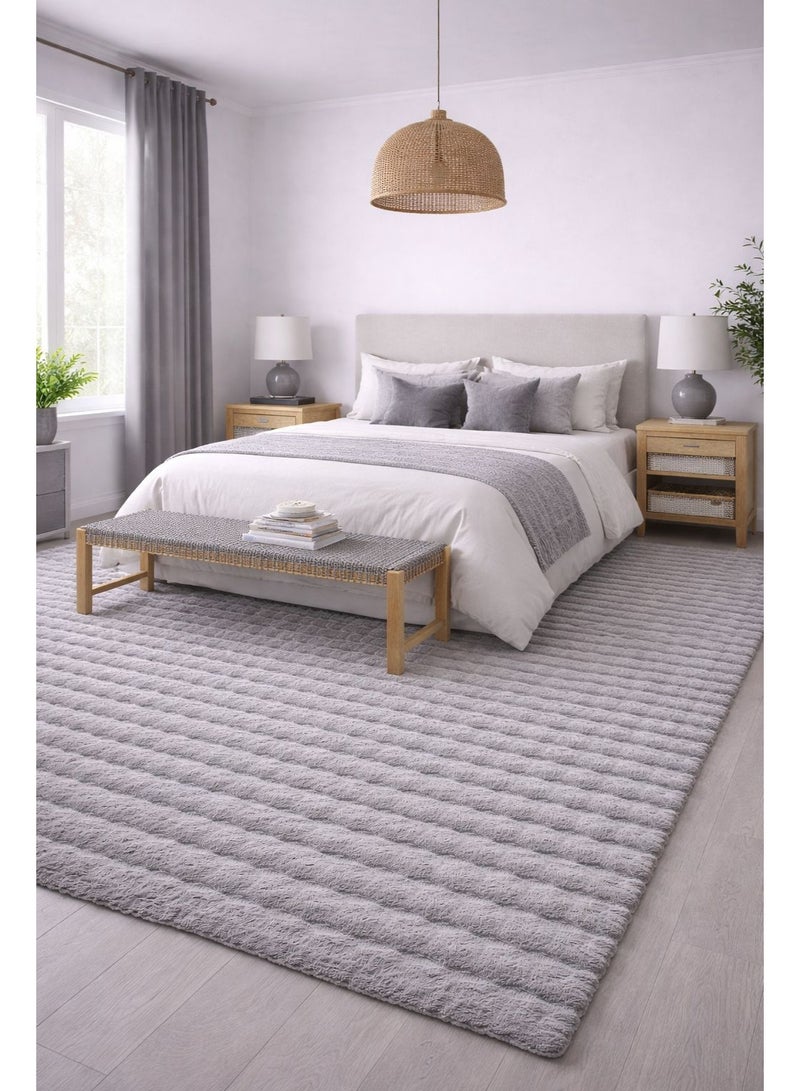 Home auraa Carpet Rug Anti-Slip – Size 200 x 300 cm – 6.56x9.84 ft | Pebble Shaggy Design - Grey Color | Ideal Carpet for Living Room, Bedroom, Office, Hallway or Balcony - Image 1