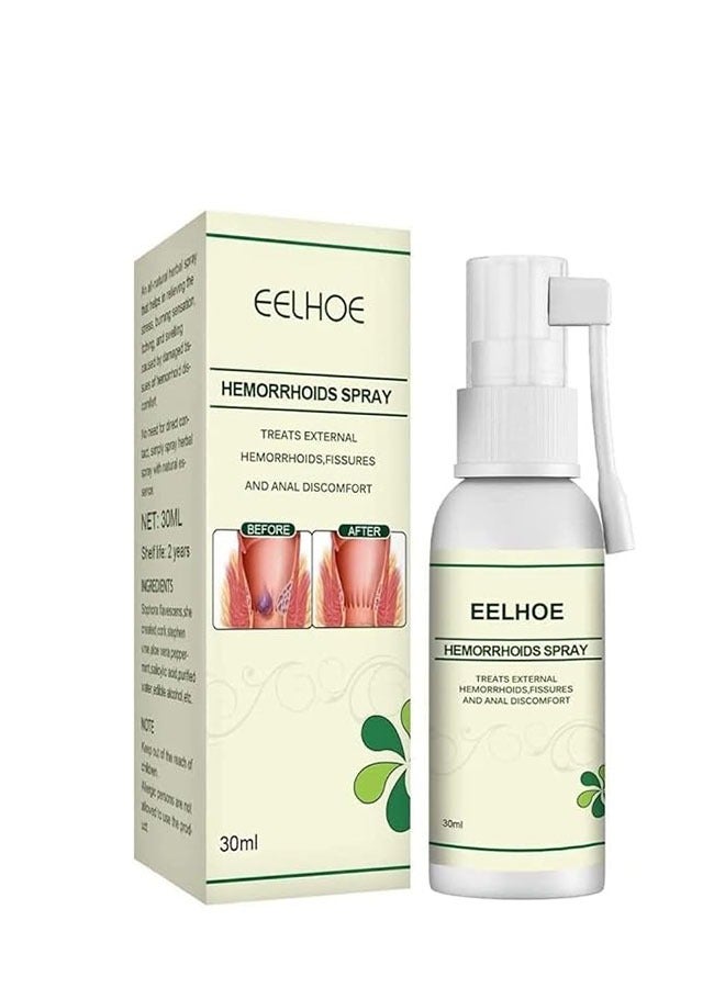 EELHOE Hemorrhoids Spray to Eliminate Hemorrhoids, Body Care to Relieve Itching and Swelling Hemorrhoids Spray, Relieve Hemorrhoid Swelling and Pain, Soothing Spray 30ml - Image 1