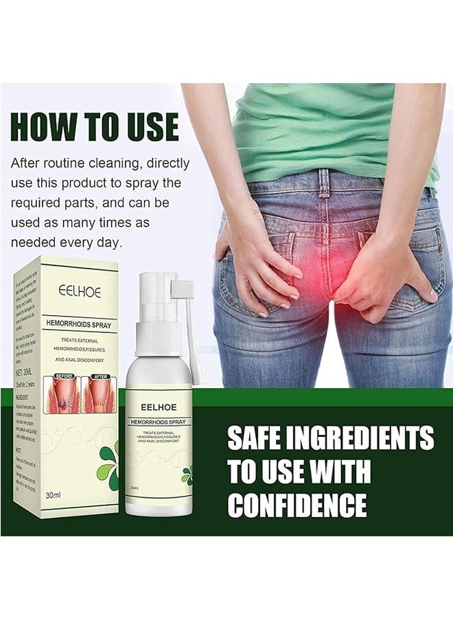 EELHOE Hemorrhoids Spray to Eliminate Hemorrhoids, Body Care to Relieve Itching and Swelling Hemorrhoids Spray, Relieve Hemorrhoid Swelling and Pain, Soothing Spray 30ml - Image 2