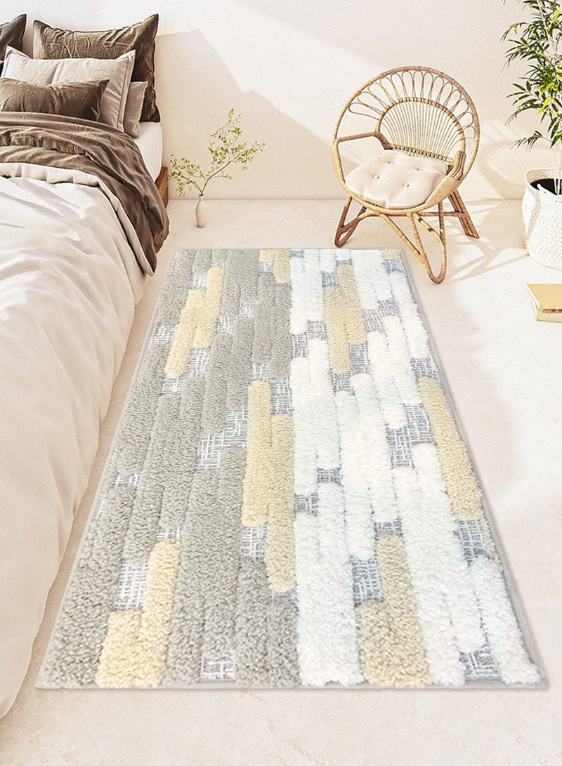 Rectangular Soft Touch Carpet Grey /White/Beige 180x60cm
