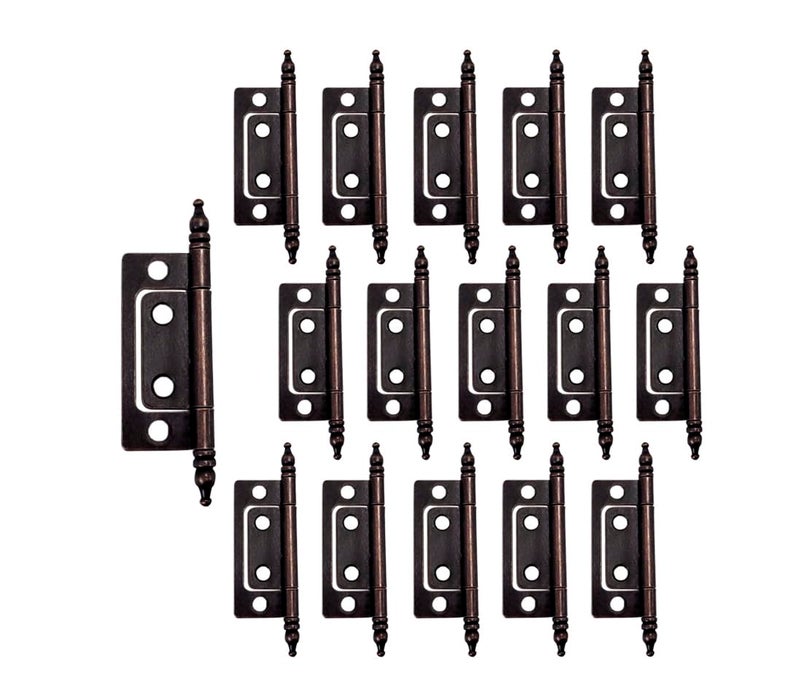Qcaa Durable Steel Non-Mortise Hinge With Final Pins  For Chest  Box  Vintage Cabinet Furniture  2""X0.9""  Aged Classic Bronze  Made In Taiwan  16 Pack - Image 1