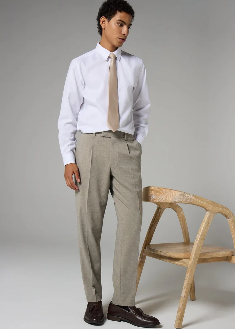 Matalan Taylor & Wright Stone Flannel Pleated Trousers