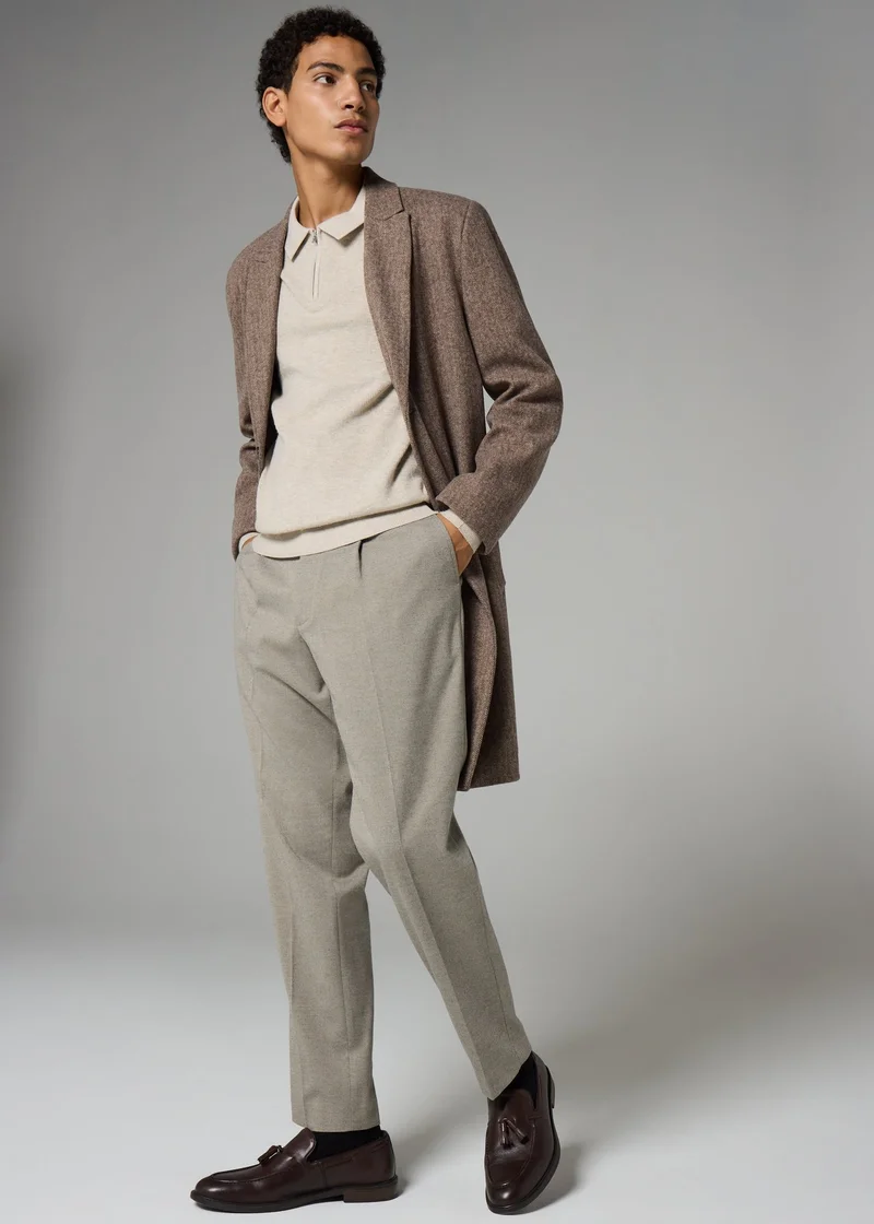 Matalan Taylor & Wright Stone Flannel Pleated Trousers