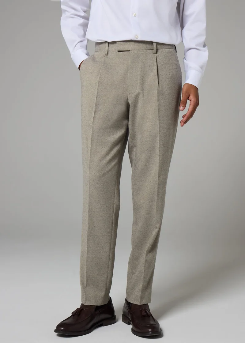 Matalan Taylor & Wright Stone Flannel Pleated Trousers