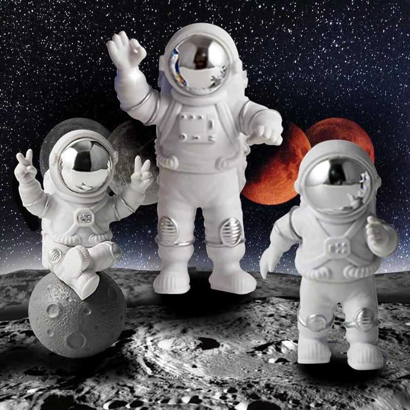LYAROMIS Elegant Statues Decor Set, 3PCS Unique Polyresin Astronaut Figurines, Perfect Ornaments for Room, Car Dashboard, Office, Home Decor, Ideal Gift for Space Lovers - Image 1
