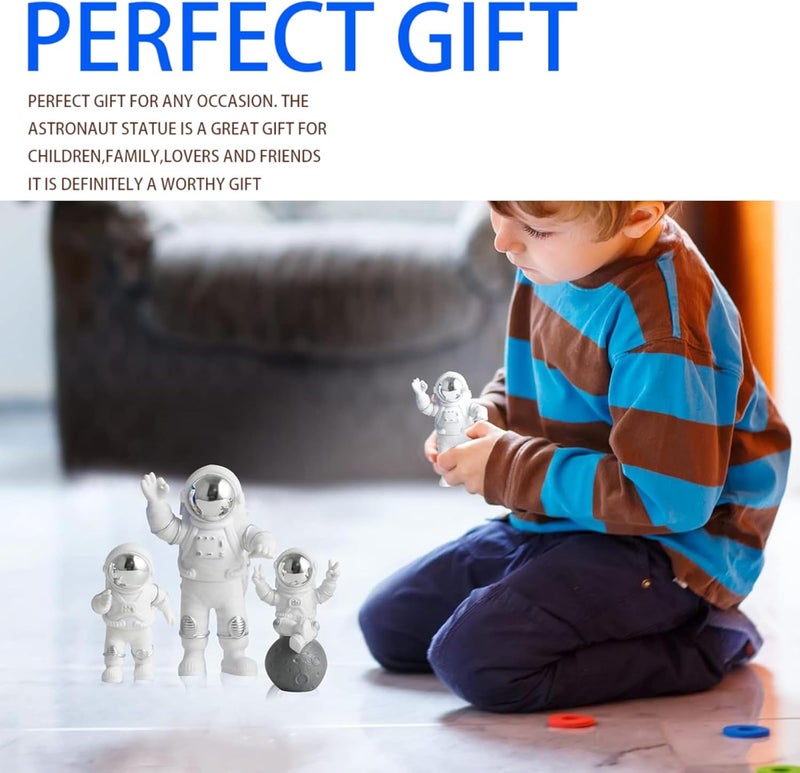 LYAROMIS Elegant Statues Decor Set, 3PCS Unique Polyresin Astronaut Figurines, Perfect Ornaments for Room, Car Dashboard, Office, Home Decor, Ideal Gift for Space Lovers - Image 5