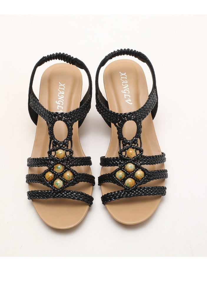 SIKETU Women's Summer Slope And Tourist Holiday  Retro Weaving Roman Sandals - Image 2