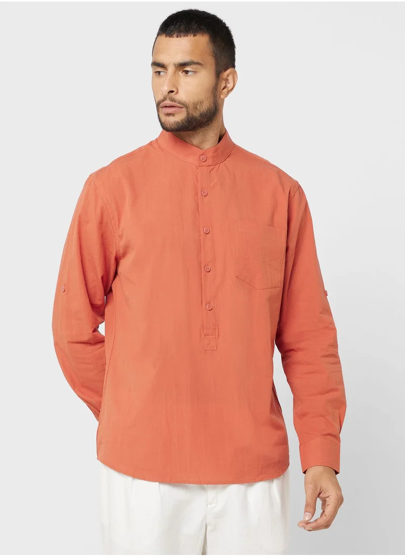 روبرت وود Grandad Collar Shirt
