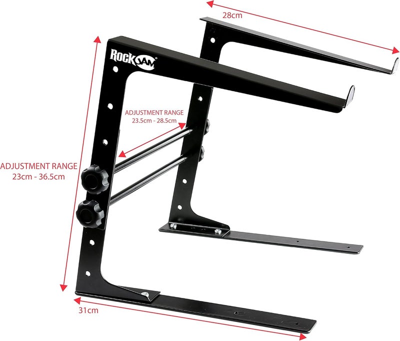 RockJam RJLP1 Adjustable Desk Mounted Desktop Laptop Stand Laptop Riser and DJ Controller Stand,Black - Image 2