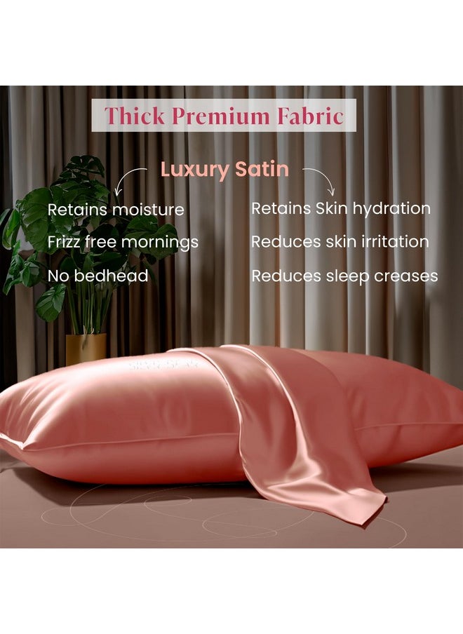 Silvr Bear - Silvr Bear Luxury Solid Satin Pillow Covers + 3 Scrunchies | Aesthetic Pillowcase-Standard - 18 X 27 Inches | Great For Hair And Skin | Combo Pack (Mauve, Luxe Satin), 250 TC, 5 Piece - Image 1