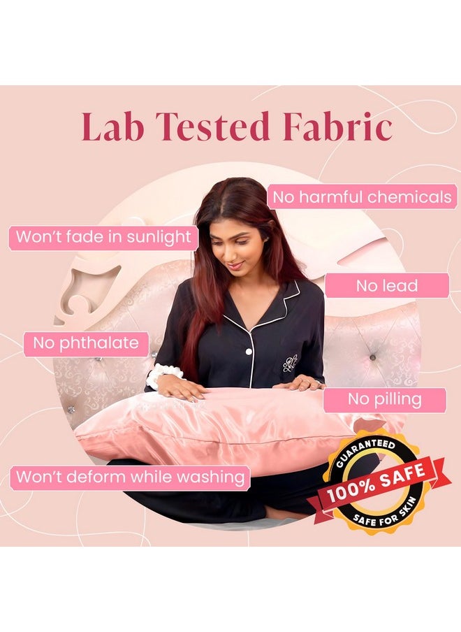 Silvr Bear - Silvr Bear Luxury Solid Satin Pillow Covers + 3 Scrunchies | Aesthetic Pillowcase-Standard - 18 X 27 Inches | Great For Hair And Skin | Combo Pack (Mauve, Luxe Satin), 250 TC, 5 Piece - Image 1