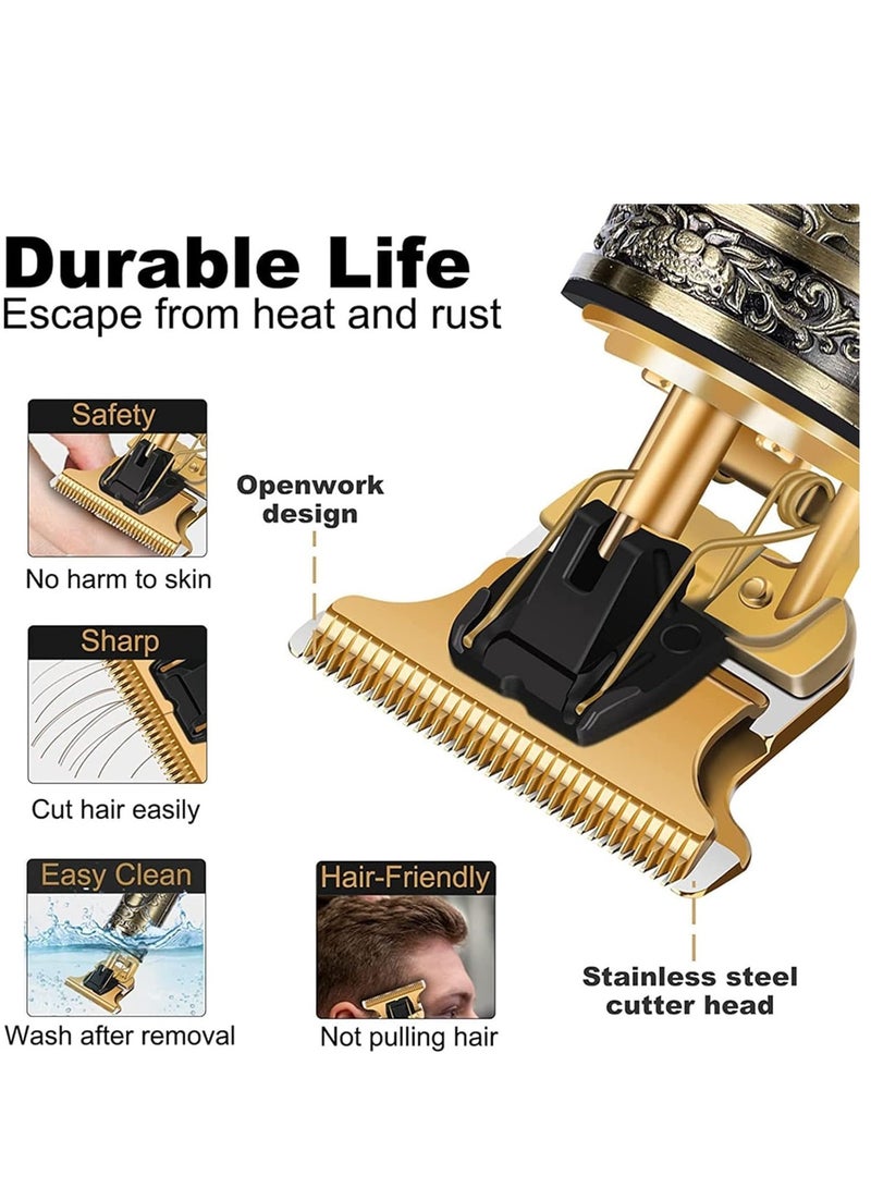 Pro T Clippers Trimmer, Electric Pro Li Trimmer T Blade Trimmer Cordless Rechargeable, Professional Baldheaded USB Rechargeable Trimmer Hair Clipper for Men, GOLD 08) - Image 3