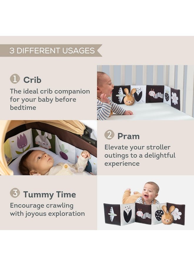 Taf Toys Taf Toys Bunny Pram Book & Toy Set | High Contrast Black & White Infant Visual Stimulation | Soft Fabric for Newborn Cognitive Development | Baby Essential Montessori Toy for 0-6 Months  - Image 5