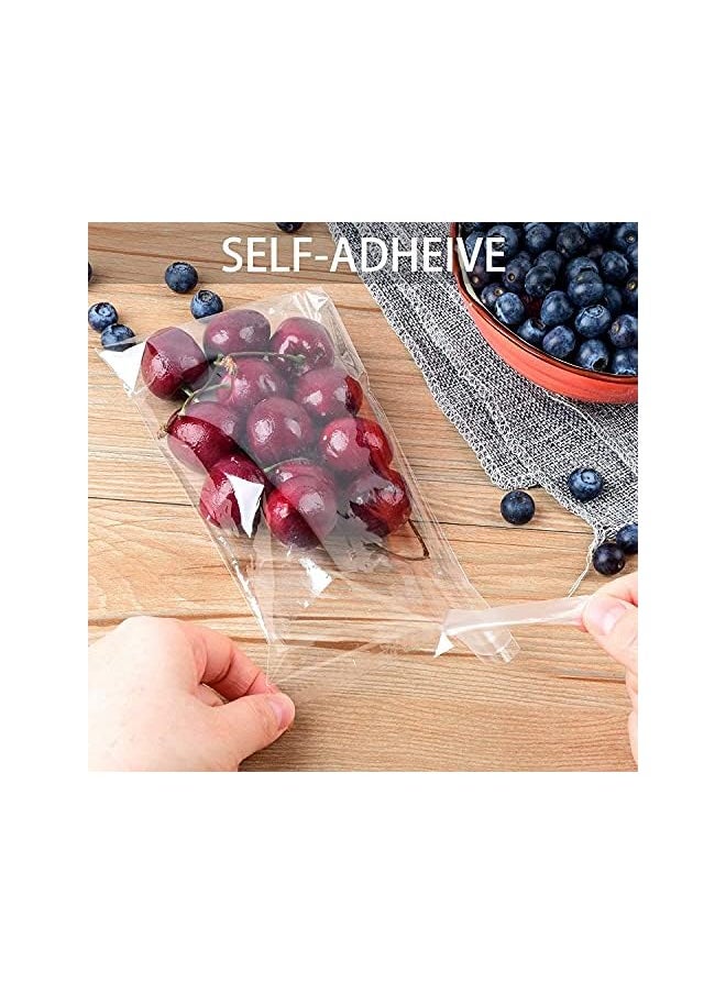 PROMASS - promass Clear Cellophane Bags, 100 Pcs Large Resealable Self-Adhesive Food Grade Sealing Treat Bags OPP Plastic Bag for Candy, Soap, Cookie, Chocolates, Lollipop, Bulk, Snacks, Bread 10 x 18 cm - Image 1