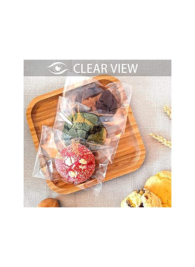 PROMASS - promass Clear Cellophane Bags, 100 Pcs Large Resealable Self-Adhesive Food Grade Sealing Treat Bags OPP Plastic Bag for Candy, Soap, Cookie, Chocolates, Lollipop, Bulk, Snacks, Bread 10 x 18 cm - Image 1