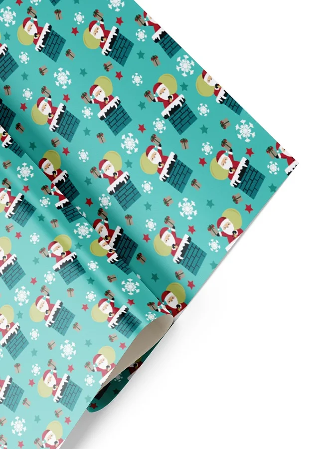 Share the Love Santa In The Chimney Festive Christmas Wrapping Paper – Cheerful Holiday Gift Wrap Design