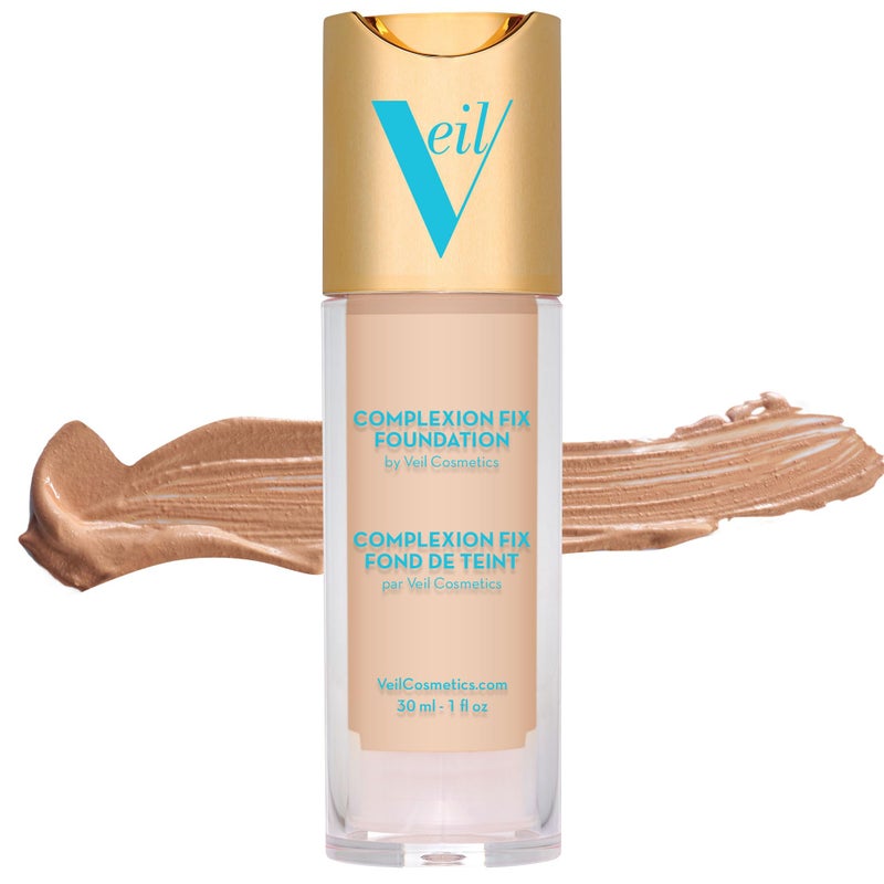 Veil Cosmetics Complexion Fix Liquid Foundation â€“ Buildable Coverage â€“ Water-Resistant, Hypoallergenic, Oil-Free, Cruelty-Free & Vegan â€“ Lightweight & Brightening â€“ Long Lasting (2N Light Neutral) - Image 1